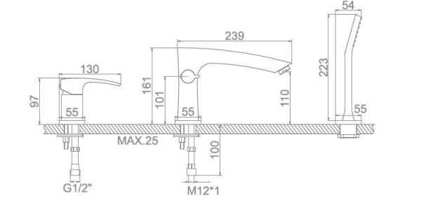 Смеситель с душем Ledeme 1198 Смеситель с душем Ledeme 1198