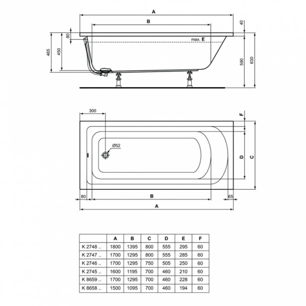 Прямоугольная ванна Ideal Standard HOTLINE 170х70 см