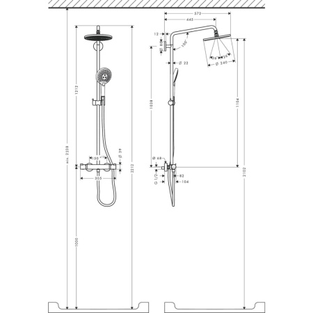 Душевая система термостатическая Hansgrohe Raindance Select S Showerpipe 1jet 27115000