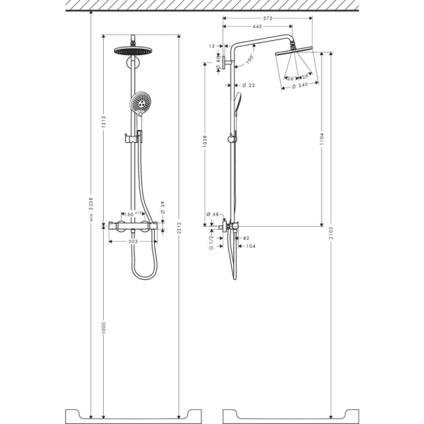 Душевая система термостатическая Hansgrohe Raindance Select S Showerpipe 1jet 27116000