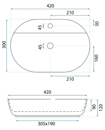 Умывальник Rea Aura 42 U6617