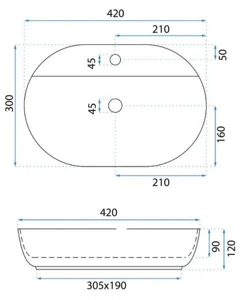 Умывальник Rea Aura 42 U6617