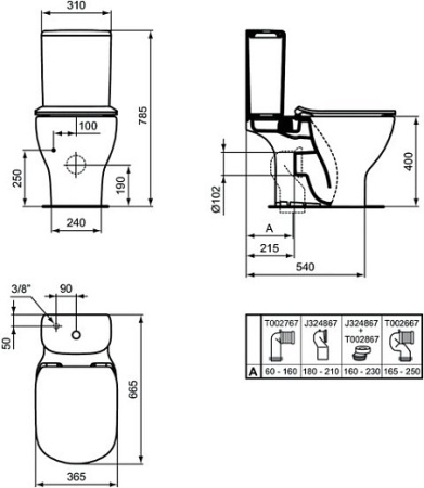 Напольный унитаз Ideal Standard Tesi AquaBlade