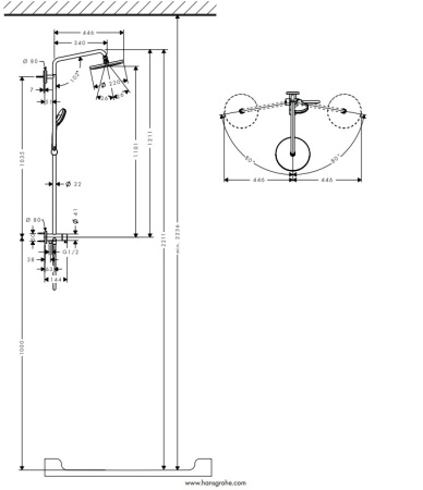 Душевая система Hansgrohe Croma Showerpipe 1jet Reno 27224000