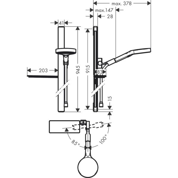 Душевой гарнитур Hansgrohe Rainfinity 3jet 27671000 с полкой