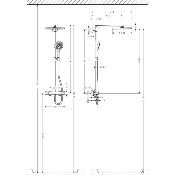 Душевая система термостатическая Hansgrohe Raindance Select S Showerpipe 1jet 27114000