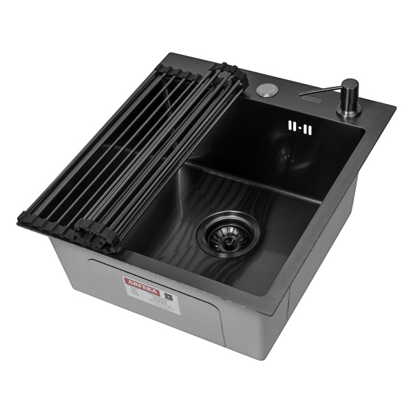 Кухонная мойка Arfeka Eco AR Black 45х50 с роллер-матом и дозатором
