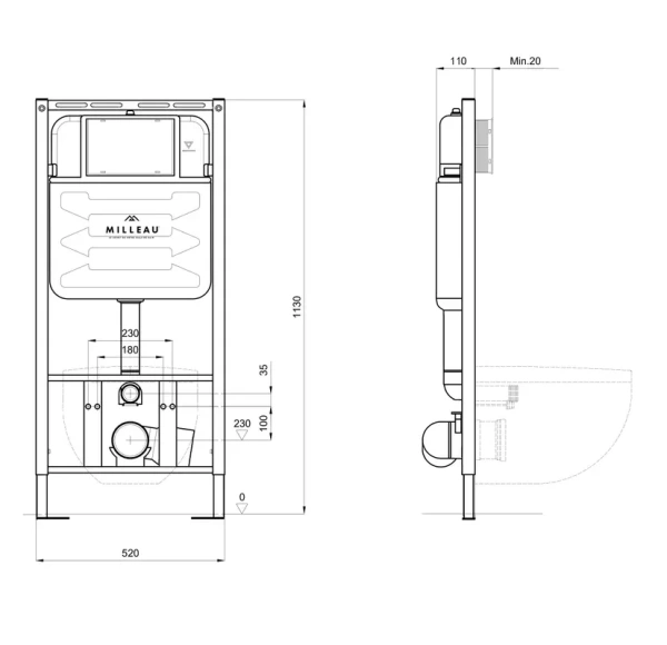 Инсталляция для унитаза Milleau MR0425-A5.0 Инсталляция для унитаза Milleau MR0425-A5.0