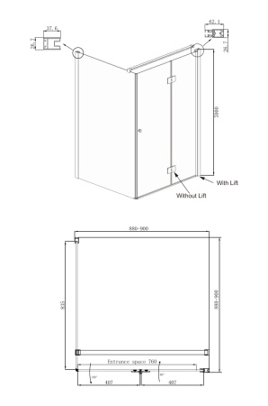 Душевое ограждение Ambassador Diamond 90x90 Правый
