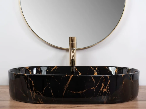 Умывальник Rea Nadia 60 Black Marble Shiny U0539