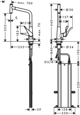 Смеситель Hansgrohe Metris 73803800