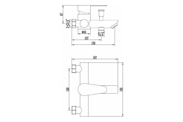 Смеситель для ванны с душем Esko Orlando OL54AS Смеситель для ванны с душем Esko Orlando OL54AS