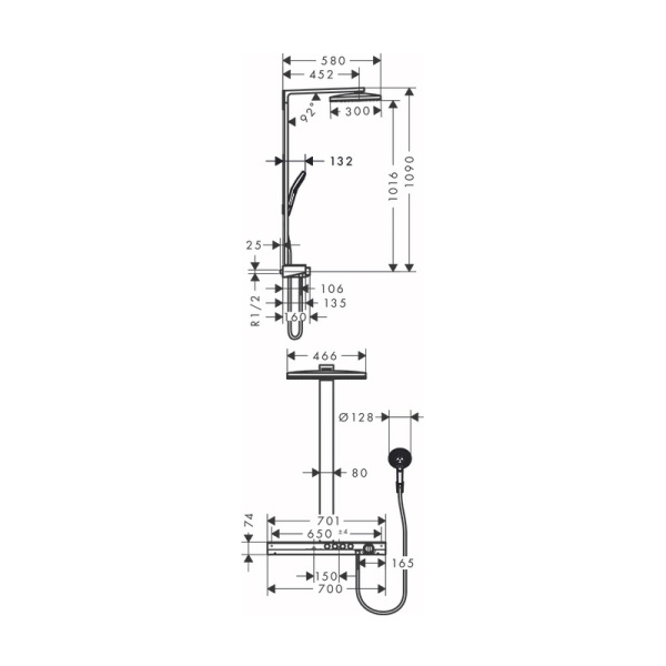 Душевая система термостатическая Hansgrohe Showerpipe 3jet EcoSmart 27029400