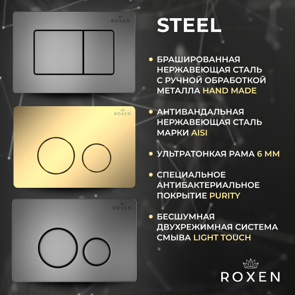 Комплект инсталляции для приставного унитаза Roxen Attach 868654 с кнопкой Roxen Steel 420260-CHG
