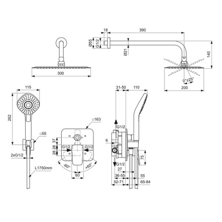 Душевая система встраиваемая Ideal Standard Ceraplan BD194AA