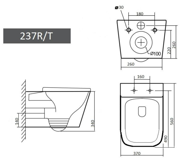 Подвесной унитаз Grado GD-W237Т белый Подвесной унитаз Grado GD-W237Т белый