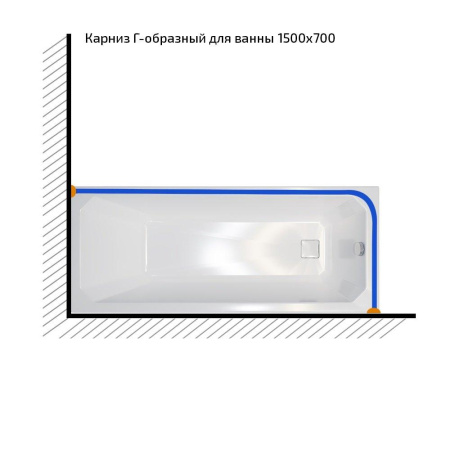 Карниз Triton г-образный прямоугольный 150х70 см