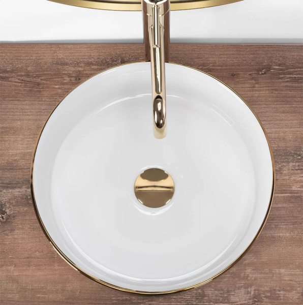 Умывальник Rea Sami White Brush Gold U6630