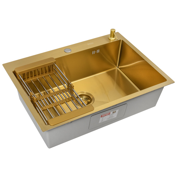 Кухонная мойка Arfeka Eco AR Gold 70х50 с коландером и дозатором