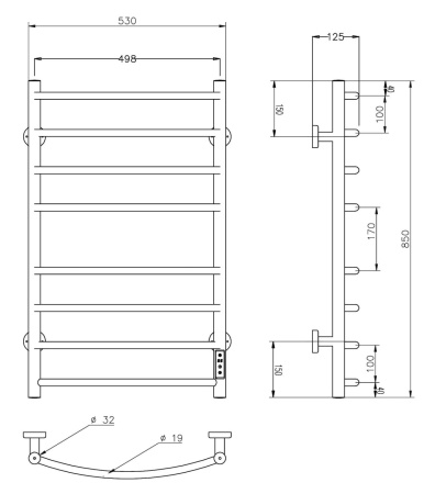 Полотенцесушитель электрический Roxen Santi 11030-5385W 53х85