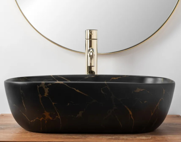 Умывальник Rea Belinda Black Marble matt U8908