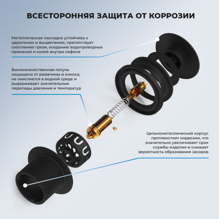 Сифон-автомат для ванны Wellsee Useful Extras 231914000