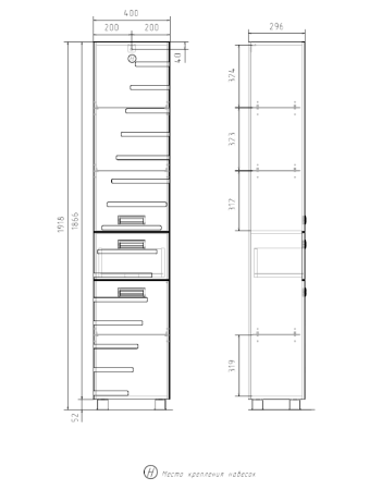 Пенал напольный Equil Joli 40х190