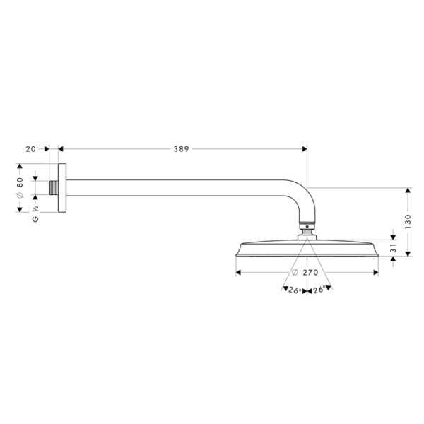 Тропический душ Hansgrohe Raindance Classic 27424090 с держателем