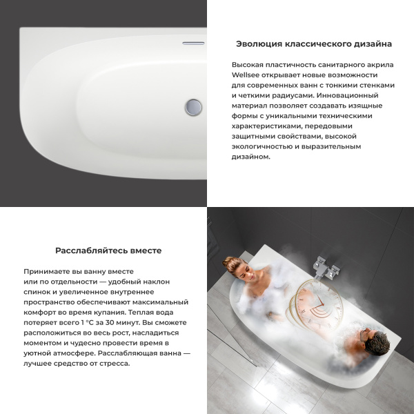 Акриловая ванна в наборе 4 в 1 Wellsee Belle Spa 2.0 235801004