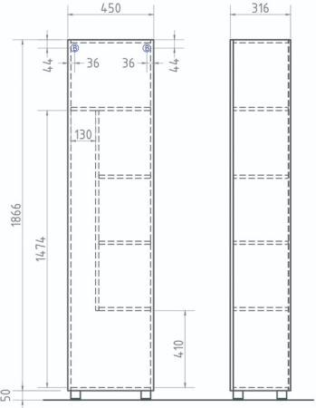 Пенал Vigo Geometry 45х185 бетон