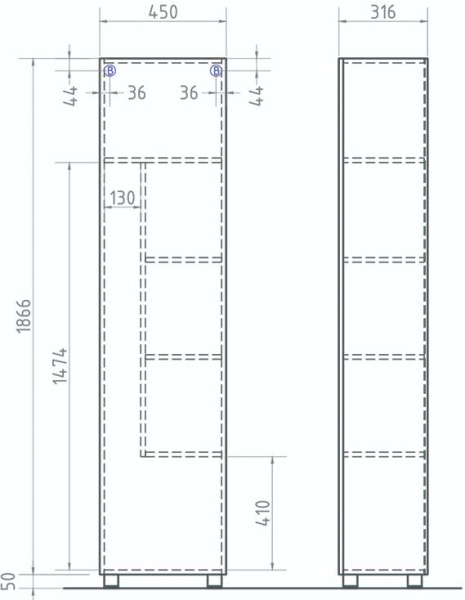 Пенал Vigo Geometry 45х185 бетон
