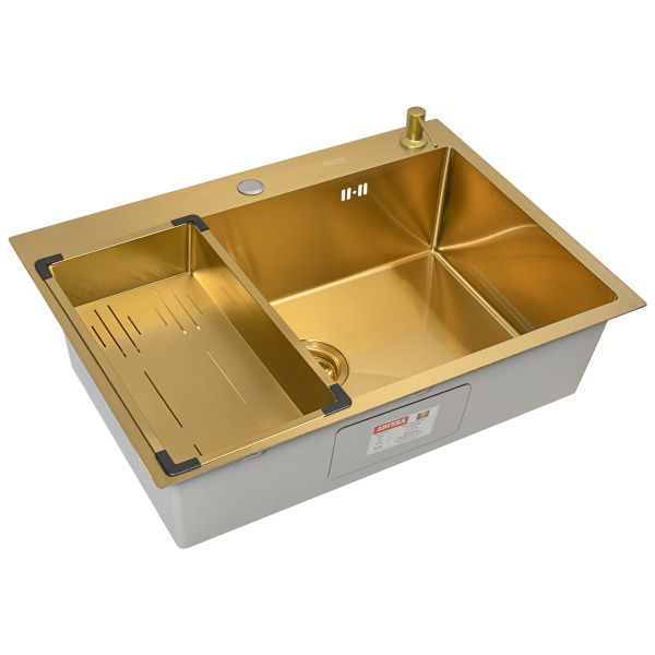 Кухонная мойка Arfeka Eco AR Gold 70х50 с коландером G и дозатором