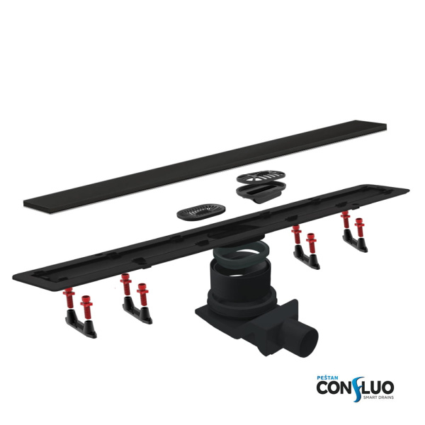 Душевой лоток Pestan Confluo Frameless Line Black Glass 30