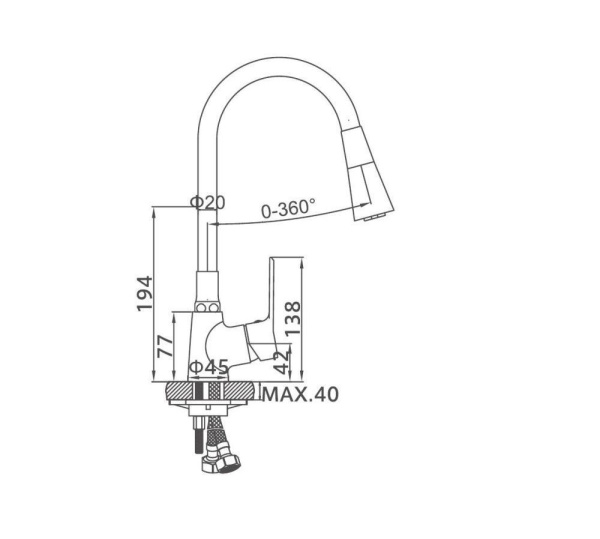 Смеситель с гибким изливом Ledeme L4161B-2 Смеситель с гибким изливом Ledeme L4161B-2