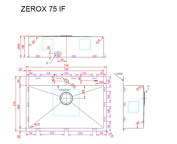Кухонная мойка Zorg Zerox IF 75х50 Steel Кухонная мойка Zorg Zerox IF 75х50 Steel