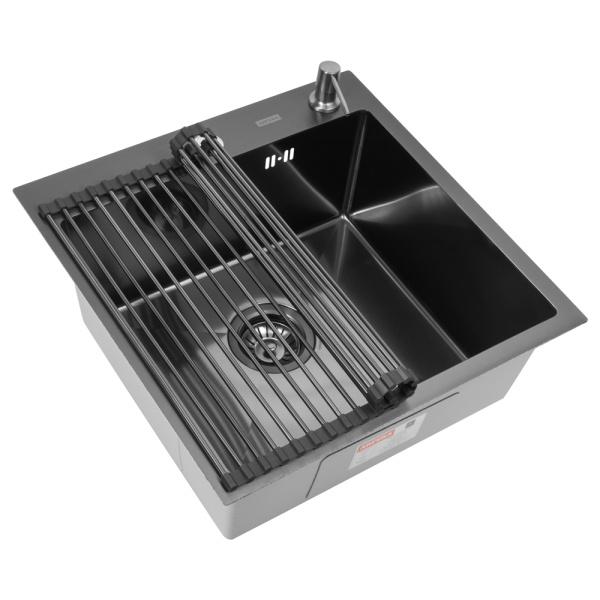 Кухонная мойка Arfeka Eco AR Black Decor Millet 50х50 с роллер-матом и дозатором