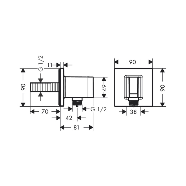 Подключение душевого шланга Hansgrohe Fixfit E 26889000 с держателем