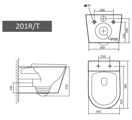 Подвесной унитаз Grado GD-W201T белый