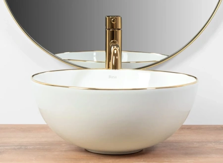 Умывальник Rea Stella white gold edge U7445