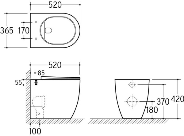 Комплект инсталляции Roxen Attach 868676 с унитазом Antares 650185-01 и кнопкой Velar 420300GB