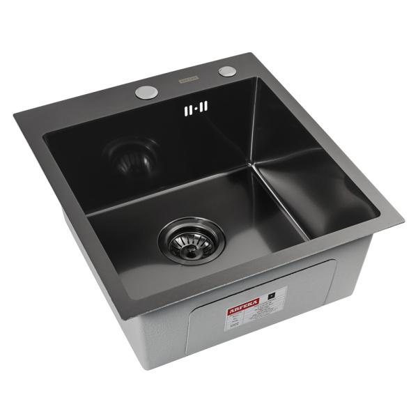 Кухонная мойка Arfeka Eco AR Black PVD Nano 45х50 DECOR MILLET GRAINS