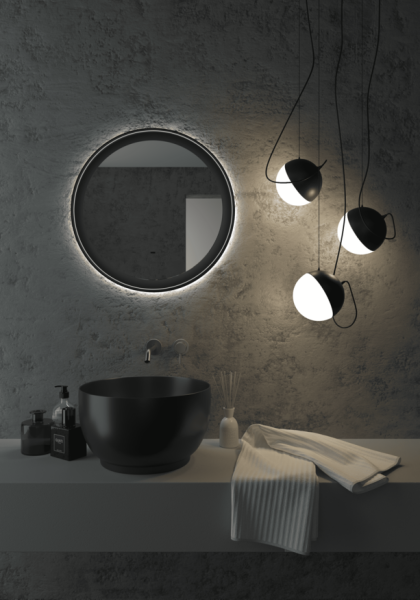 Зеркало Continent Planet Black LED (холодная подсветка) с бесконтактным сенсором 60х60