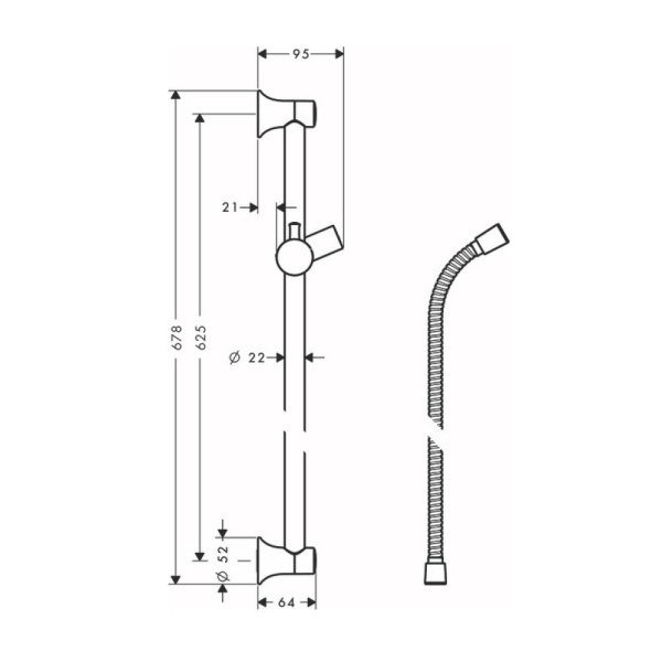 Душевая штанга Hansgrohe Unica Classic 27617820 со шлангом