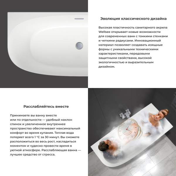 Акриловая ванна в наборе 4 в 1 Wellsee Belle Spa 2.0 235803004 правый