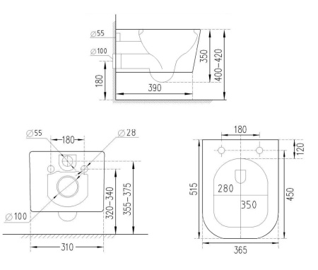 Подвесной унитаз Roxen Boro 530145-01