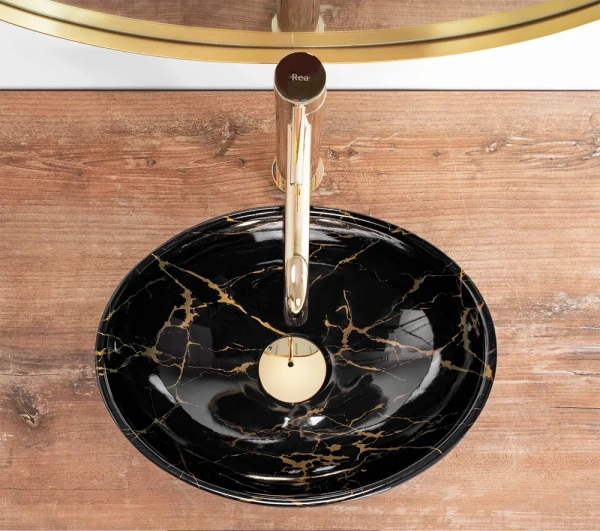 Умывальник Rea Sofia Mini Black Marble Shiny U6963