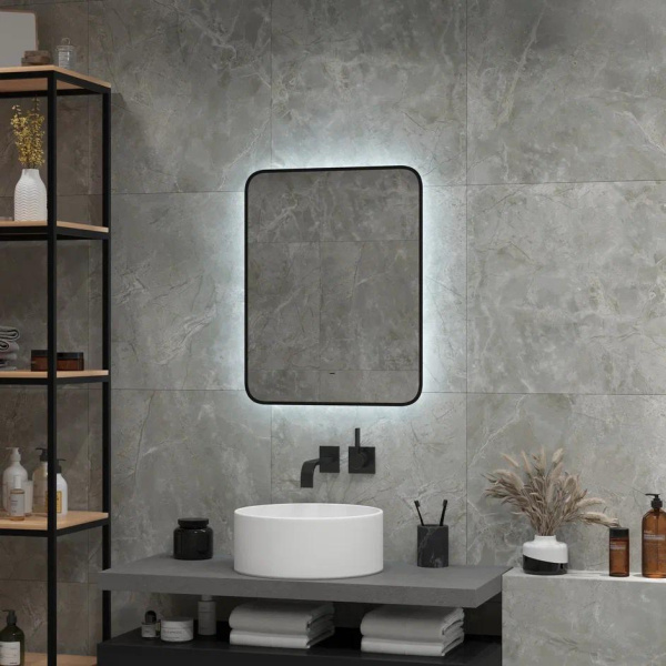 Зеркало Continent Torry Black LED 50/60 с бесконтактным сенсором 60х70