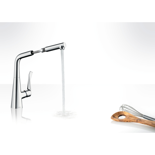 Смеситель с выдвижным изливом Hansgrohe Metris M71 1jet 14821800