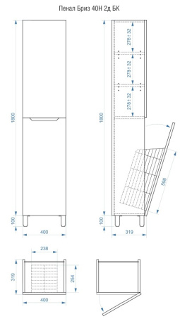 Пенал напольный Vela Верона 40НБК (бельевая корзина) петли правые RS623481