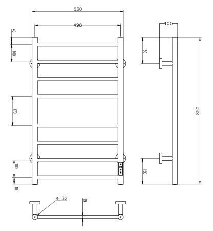 Полотенцесушитель Roxen Caspia 11070-5385W электрический